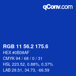 カラーコード: RGB 11 56.2 175.6 | qconv.com