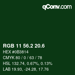 カラーコード: RGB 11 56.2 20.6 | qconv.com