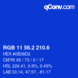 カラーコード: RGB 11 56.2 210.6 | qconv.com