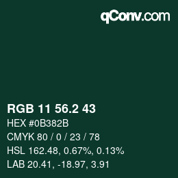 カラーコード: RGB 11 56.2 43 | qconv.com