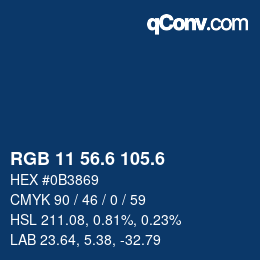 カラーコード: RGB 11 56.6 105.6 | qconv.com