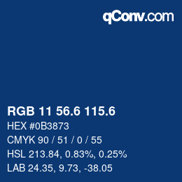 カラーコード: RGB 11 56.6 115.6 | qconv.com