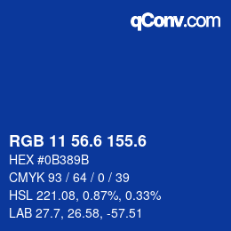 カラーコード: RGB 11 56.6 155.6 | qconv.com