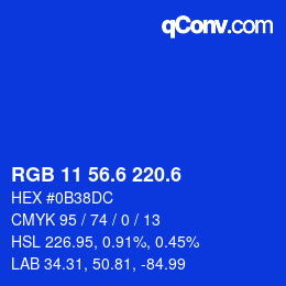 カラーコード: RGB 11 56.6 220.6 | qconv.com
