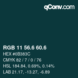 カラーコード: RGB 11 56.6 60.6 | qconv.com