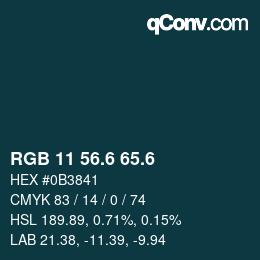 カラーコード: RGB 11 56.6 65.6 | qconv.com
