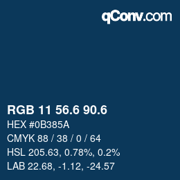 カラーコード: RGB 11 56.6 90.6 | qconv.com