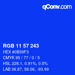 Color code: RGB 11 57 243 | qconv.com