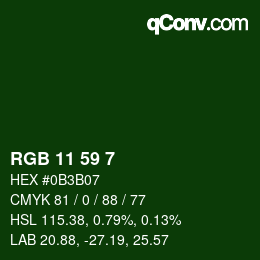 Color code: RGB 11 59 7 | qconv.com