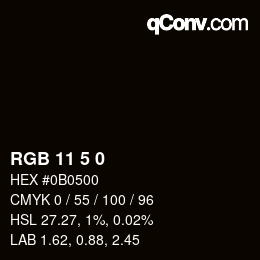 Color code: RGB 11 5 0 | qconv.com
