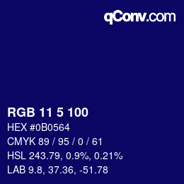 Color code: RGB 11 5 100 | qconv.com