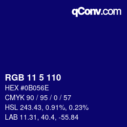 Color code: RGB 11 5 110 | qconv.com