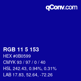 Color code: RGB 11 5 153 | qconv.com