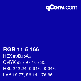 Color code: RGB 11 5 166 | qconv.com