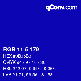 Color code: RGB 11 5 179 | qconv.com