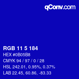 Color code: RGB 11 5 184 | qconv.com