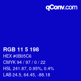 Color code: RGB 11 5 198 | qconv.com
