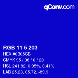 Color code: RGB 11 5 203 | qconv.com