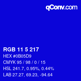 Color code: RGB 11 5 217 | qconv.com