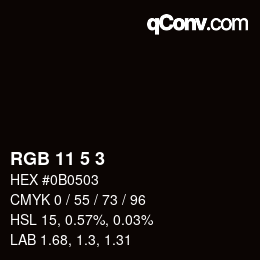 カラーコード: RGB 11 5 3 | qconv.com