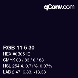 カラーコード: RGB 11 5 30 | qconv.com