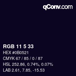Color code: RGB 11 5 33 | qconv.com