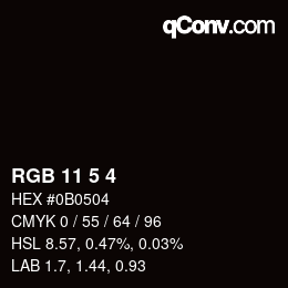 カラーコード: RGB 11 5 4 | qconv.com
