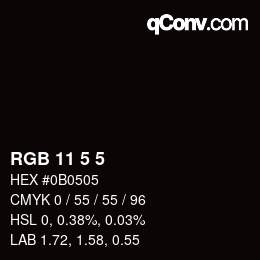 Farbcode: RGB 11 5 5 | qconv.com