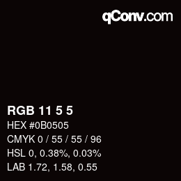 Color code: RGB 11 5 5 | qconv.com