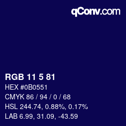 Color code: RGB 11 5 81 | qconv.com