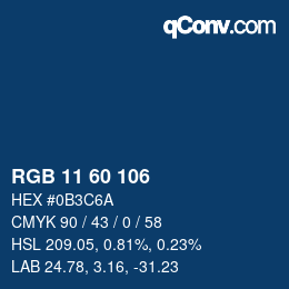 Color code: RGB 11 60 106 | qconv.com
