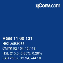 カラーコード: RGB 11 60 131 | qconv.com