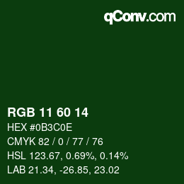 Color code: RGB 11 60 14 | qconv.com
