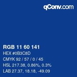Color code: RGB 11 60 141 | qconv.com