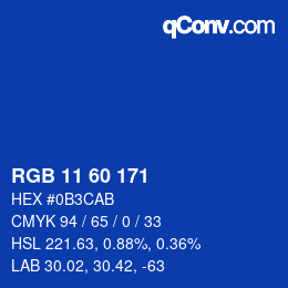 カラーコード: RGB 11 60 171 | qconv.com