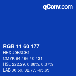 Color code: RGB 11 60 177 | qconv.com