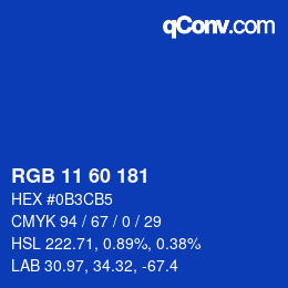 カラーコード: RGB 11 60 181 | qconv.com