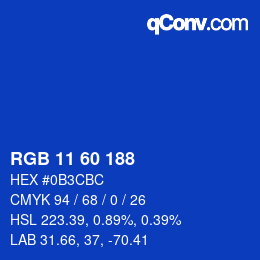 颜色代码: RGB 11 60 188 | qconv.com