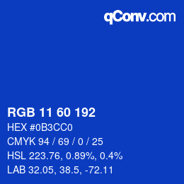 カラーコード: RGB 11 60 192 | qconv.com