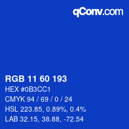 颜色代码: RGB 11 60 193 | qconv.com