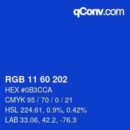 カラーコード: RGB 11 60 202 | qconv.com