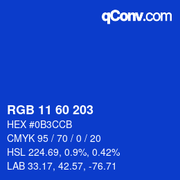カラーコード: RGB 11 60 203 | qconv.com