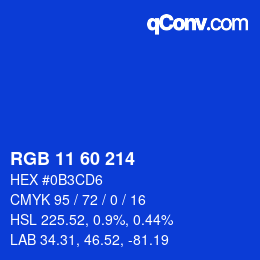 カラーコード: RGB 11 60 214 | qconv.com
