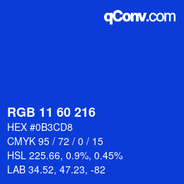カラーコード: RGB 11 60 216 | qconv.com