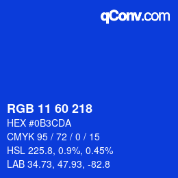 カラーコード: RGB 11 60 218 | qconv.com
