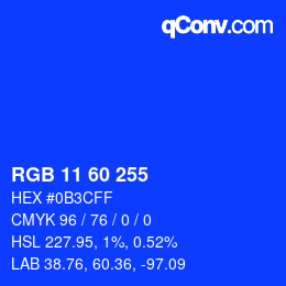 カラーコード: RGB 11 60 255 | qconv.com