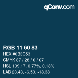 カラーコード: RGB 11 60 83 | qconv.com