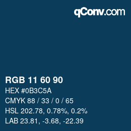 カラーコード: RGB 11 60 90 | qconv.com