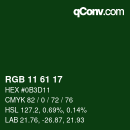 Color code: RGB 11 61 17 | qconv.com
