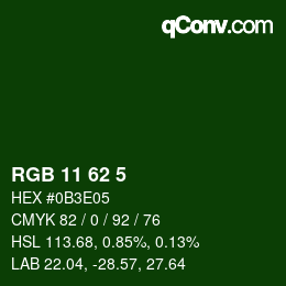Color code: RGB 11 62 5 | qconv.com